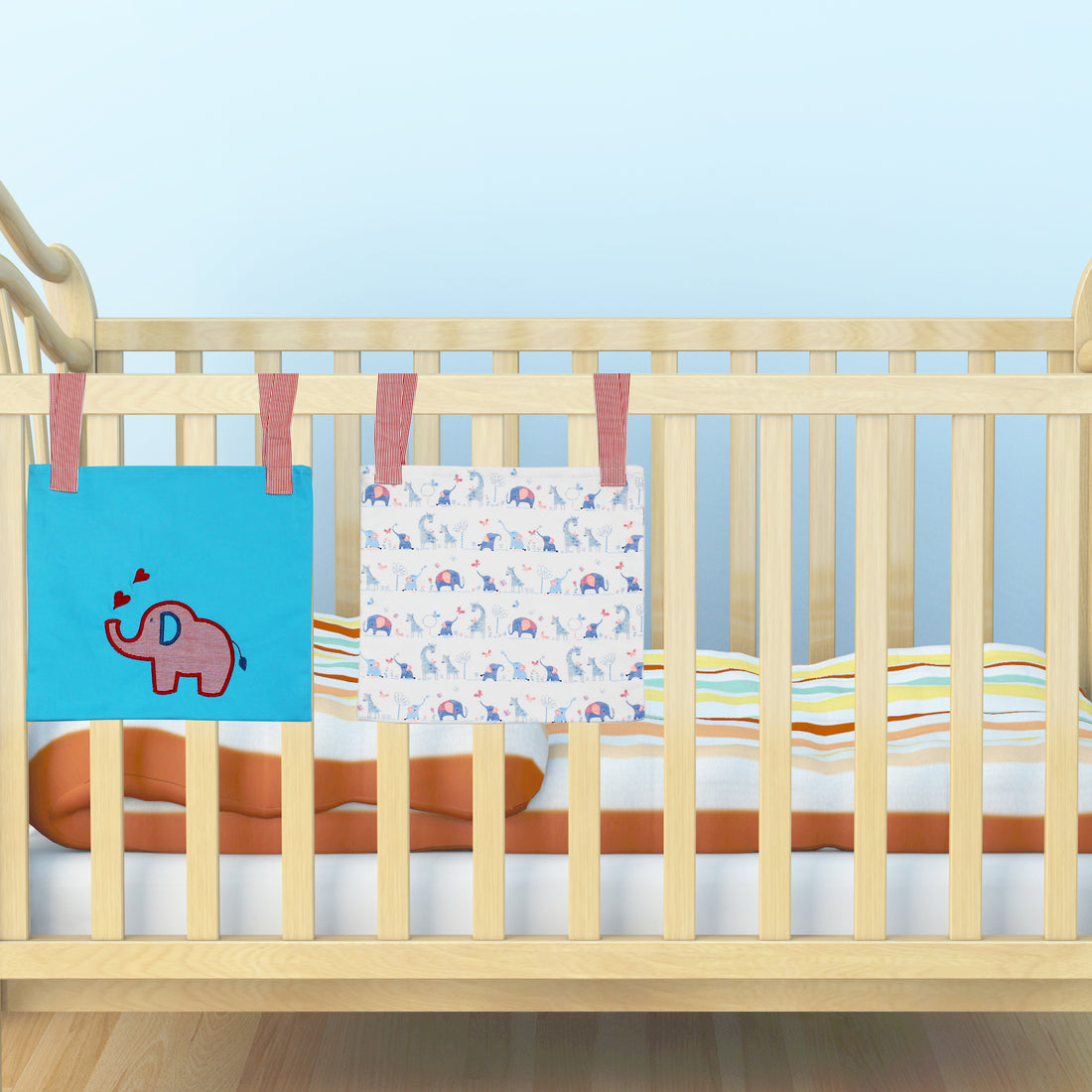 Set of 2 Crib/Bed Storage Pocket - Elephant - kadambaby.com