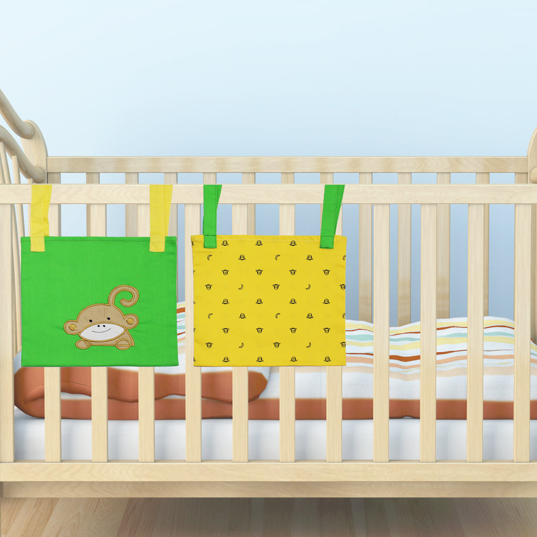 Set of 2 Crib/Bed Storage Pocket - Monkey - kadambaby.com