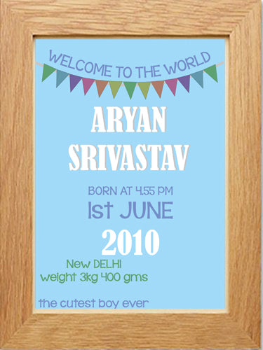 Personalised Birth Poster, Nursery poster, custom wall art - baby Welcome - kadambaby.com
