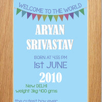 Personalised Birth Poster, Nursery poster, custom wall art - baby Welcome - kadambaby.com