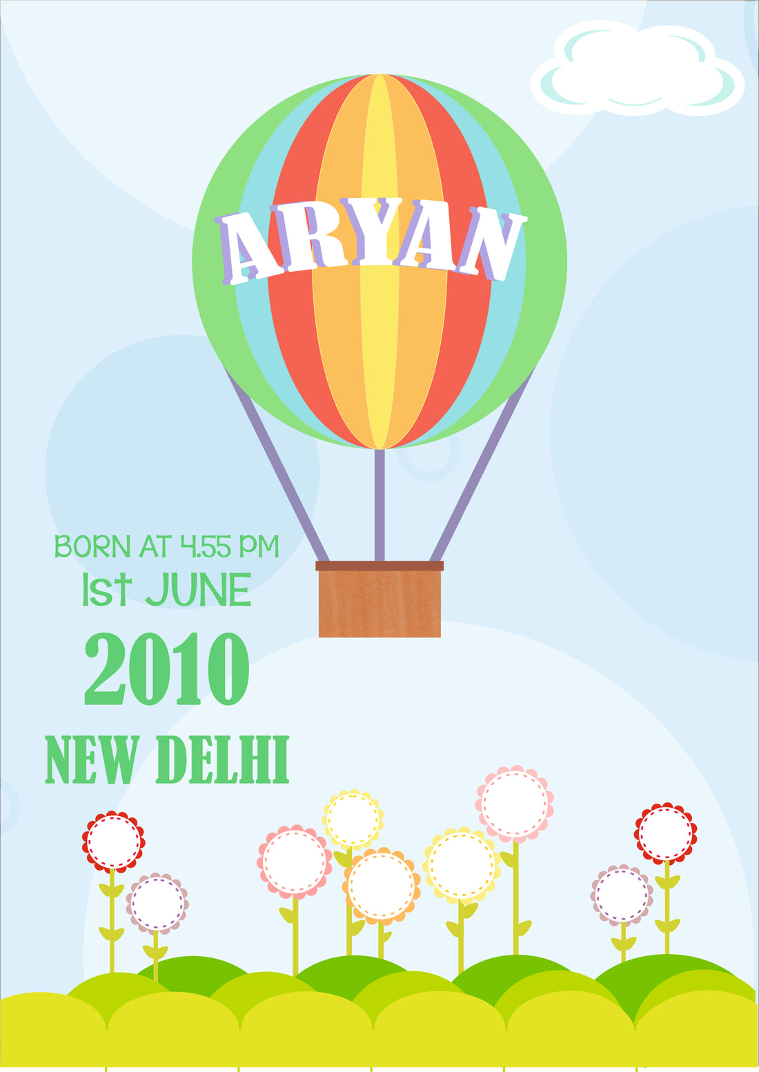 Personalised Birth Poster, Nursery poster, custom wall art - Fly High - kadambaby.com
