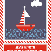 Personalised Birth Poster, Nursery poster, custom wall art - Sailor - kadambaby.com